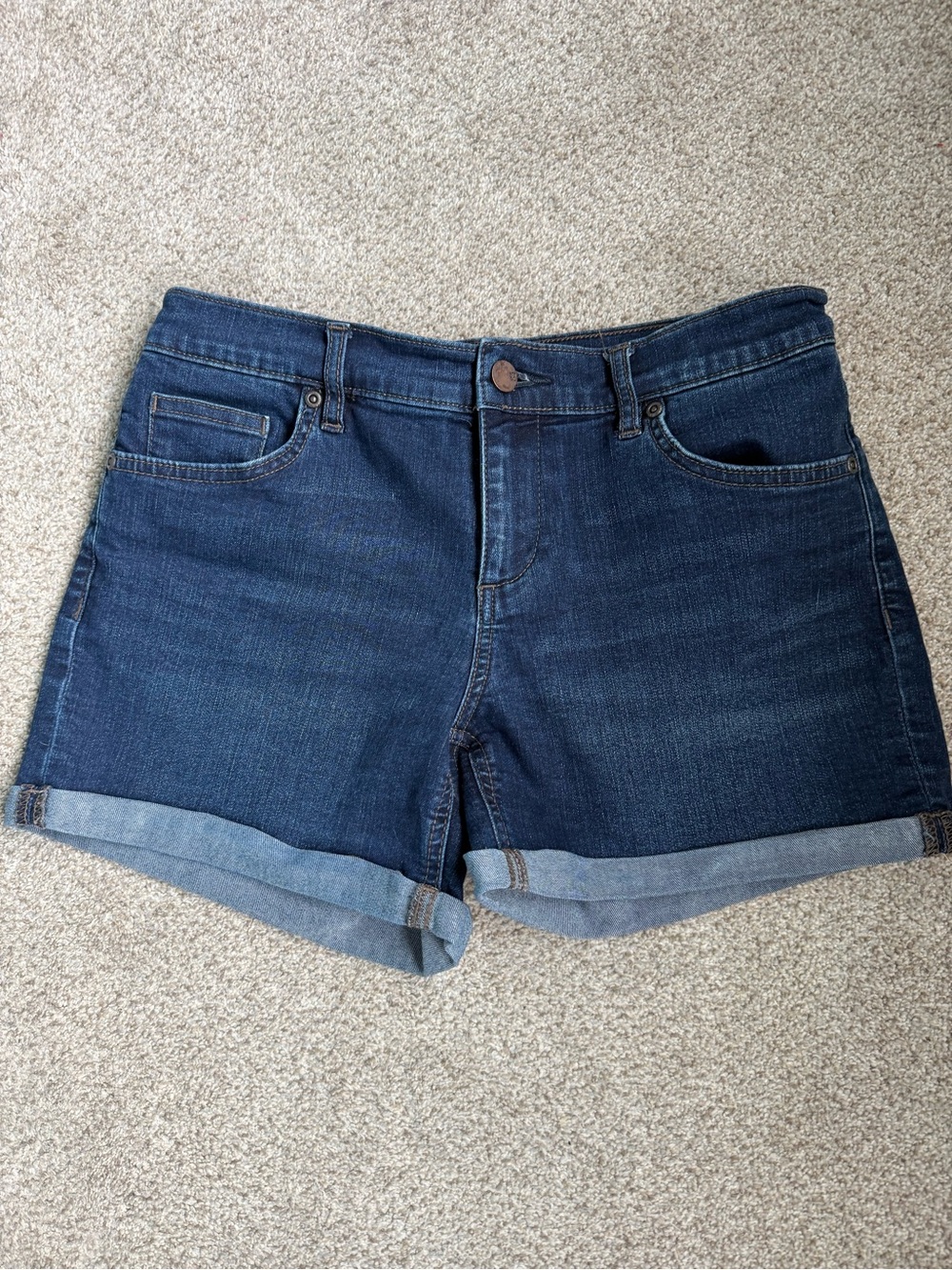 New York & Company Dark Blue Denim Roll-Cuff Women's Shorts size 4/27